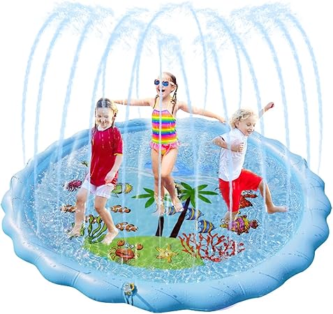 Amazon Co Jp 噴水マット 170cm直径 噴水プール ビニールプール 水遊びおもちゃ 夏の日 子供用 親子遊び 家庭用 アウトドア 芝生 遊び 誕生日プレゼント 本