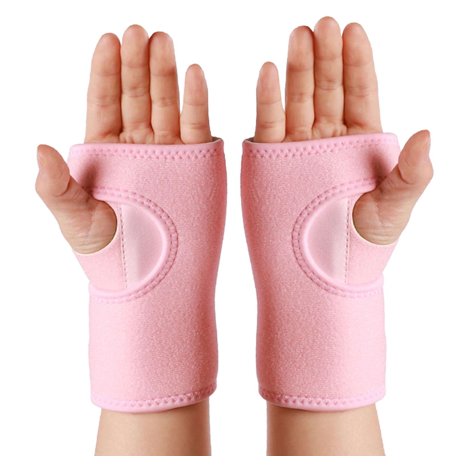 yeloumiss Wrist Splint Support Brace 1 Pair Compression Wrist Brace Elastic Adjustable Carpal Tunnel Support with Metal Strip for Sports, Fitness, Arthritis, Tendonitis One Size (Pink, Left + Right)