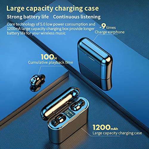 EKUPUZ M2D Wireless Bluetooth TWS Headset, Noise Reduction Sports Headphone, Gaming Headset with LED Display Charging Box for Sport
