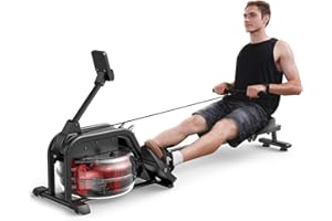 YGZ Magnetic/Water Rowing Machine - Rowing Machines for Home Use with Upgrade 16 Resistance Levels, Max 350 LB Weight Capacity, LCD Monitor and Comfortable Seat Cushion