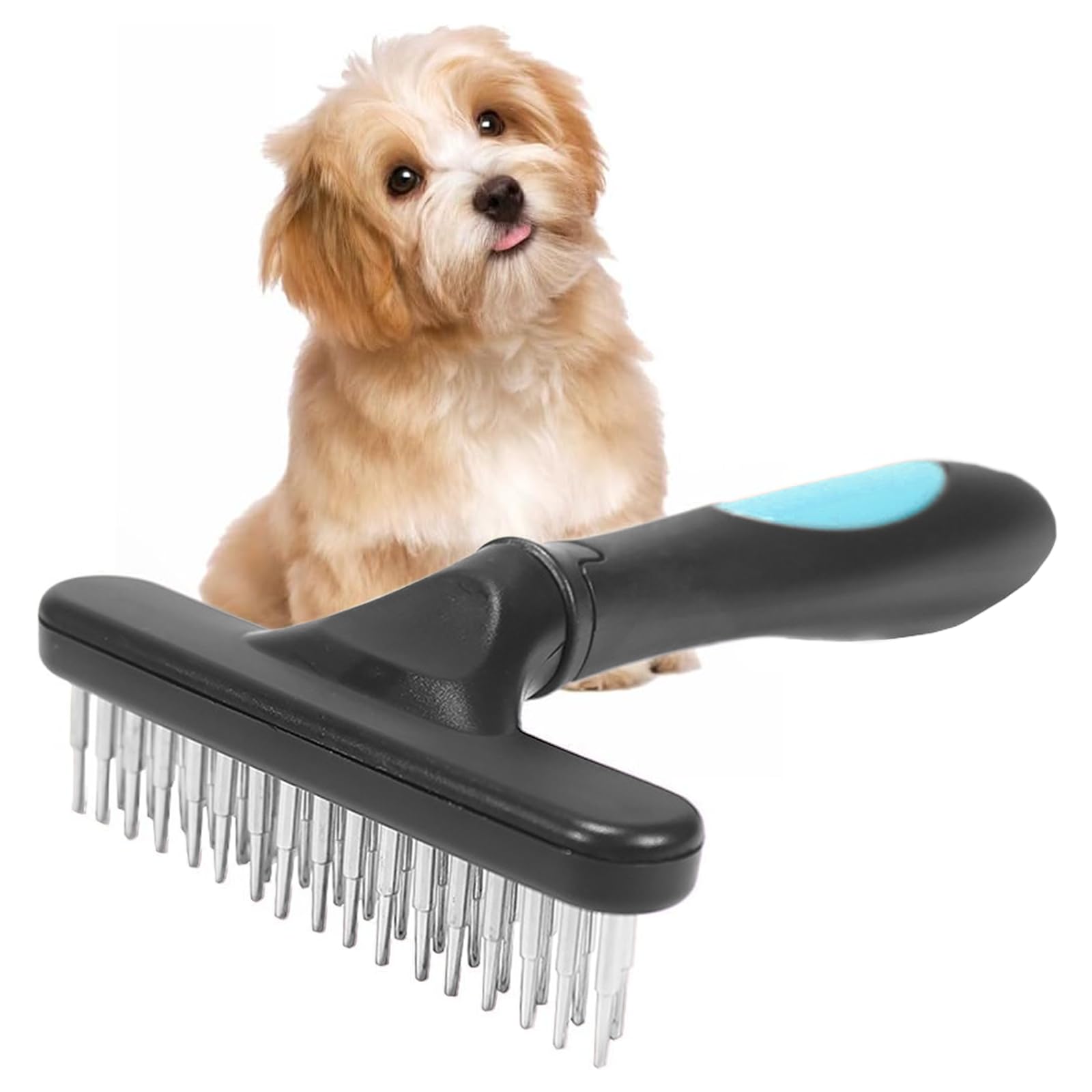 Carpet Rake,Portable Carpet Rake Pile Lift,Undercoat Rake Dog,Pet Hair Remover for Carpet Fluffy and Soft Again, Dog Grooming Comb,Short or Long Hair Double Row Stainless Steel pins