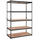 PeakPursuit Storage Shelving Unit, 5-Tier Adjustable Metal Storage Shelves, 48" L x 24" W x 72" H Heavy Duty Garage Storage Shelves for Kitchen Pantry Basement Bathroom Laundry