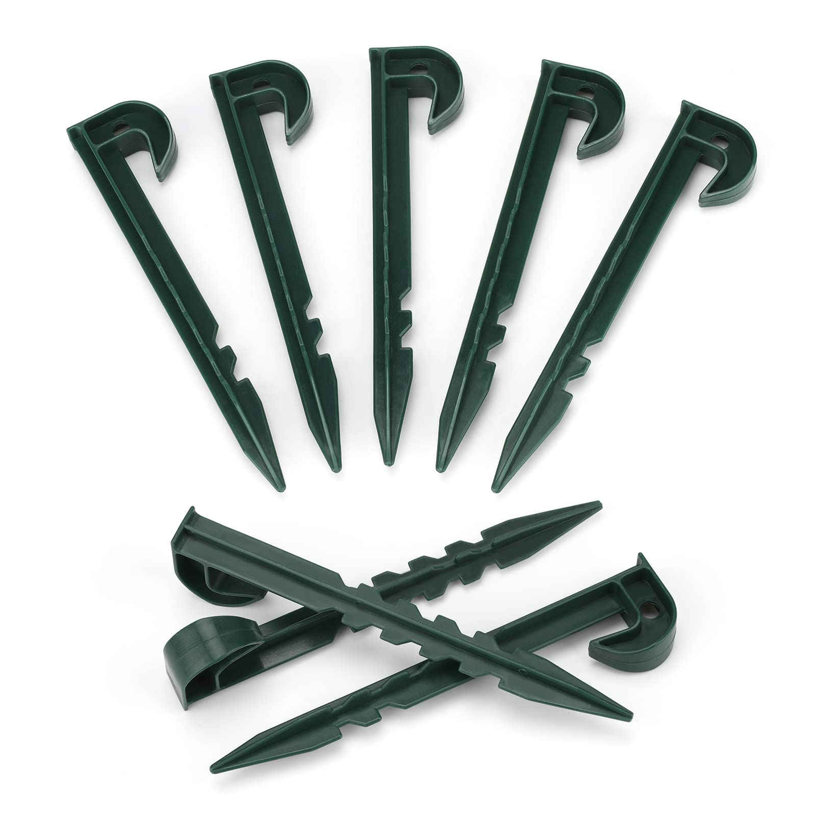 KINGLAKE 30 Pcs 5.8 inch Garden Securing Pegs Garden Hooked Netting Pegs for Fixing Fish Pond Camping Tent Weed Fabric Control (Dark Green)