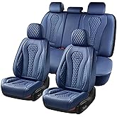 Coverado Seat Covers, Car Seat Covers Full Set, Blue Car Seat Cover, Car Seat Covers Front Seats Back Seat Cover, Waterproof Car Seat Cushion,Leather Seat Covers Seat Protector Universal Fit Most Cars