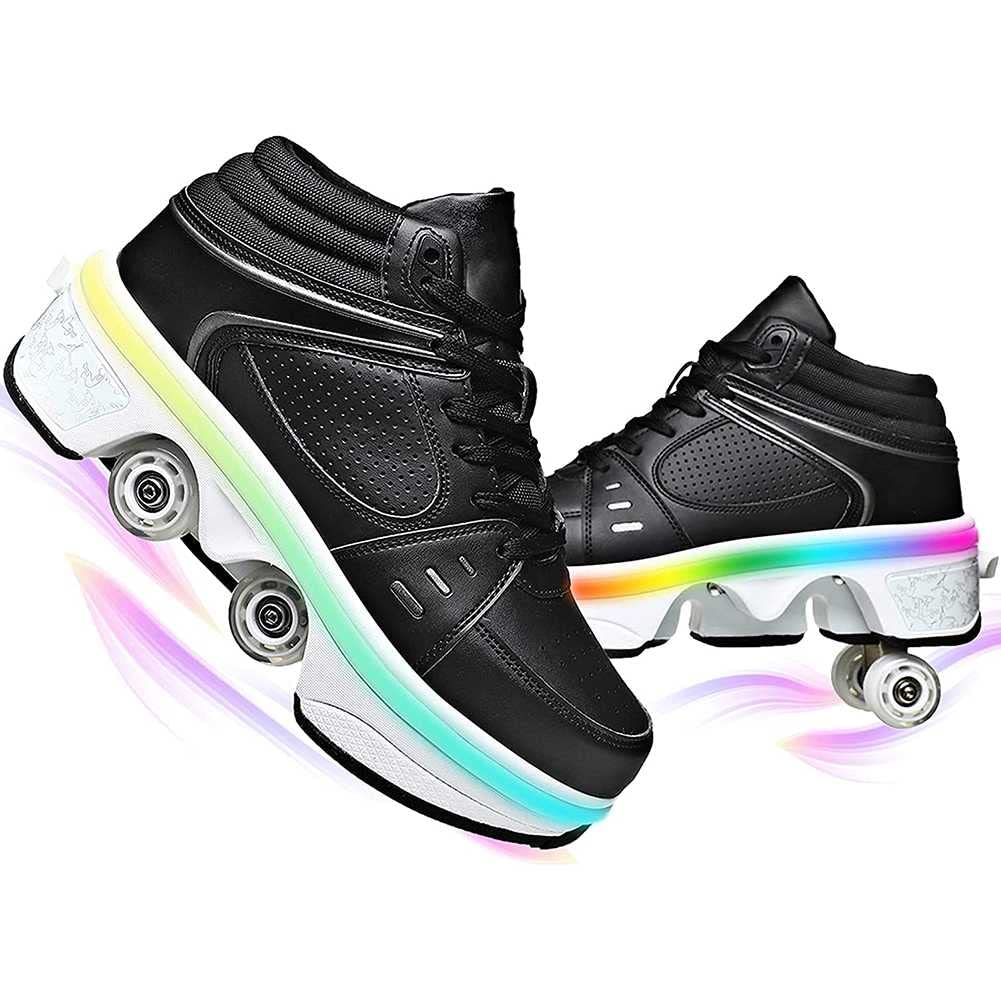 LDRFSE Girls' Roller Skate, Sneakers Roller Skateboard Shoes with Wheels Sports Gymnastics Fashion Multi-Purpose Kick Roller Shoe for Boys Girls