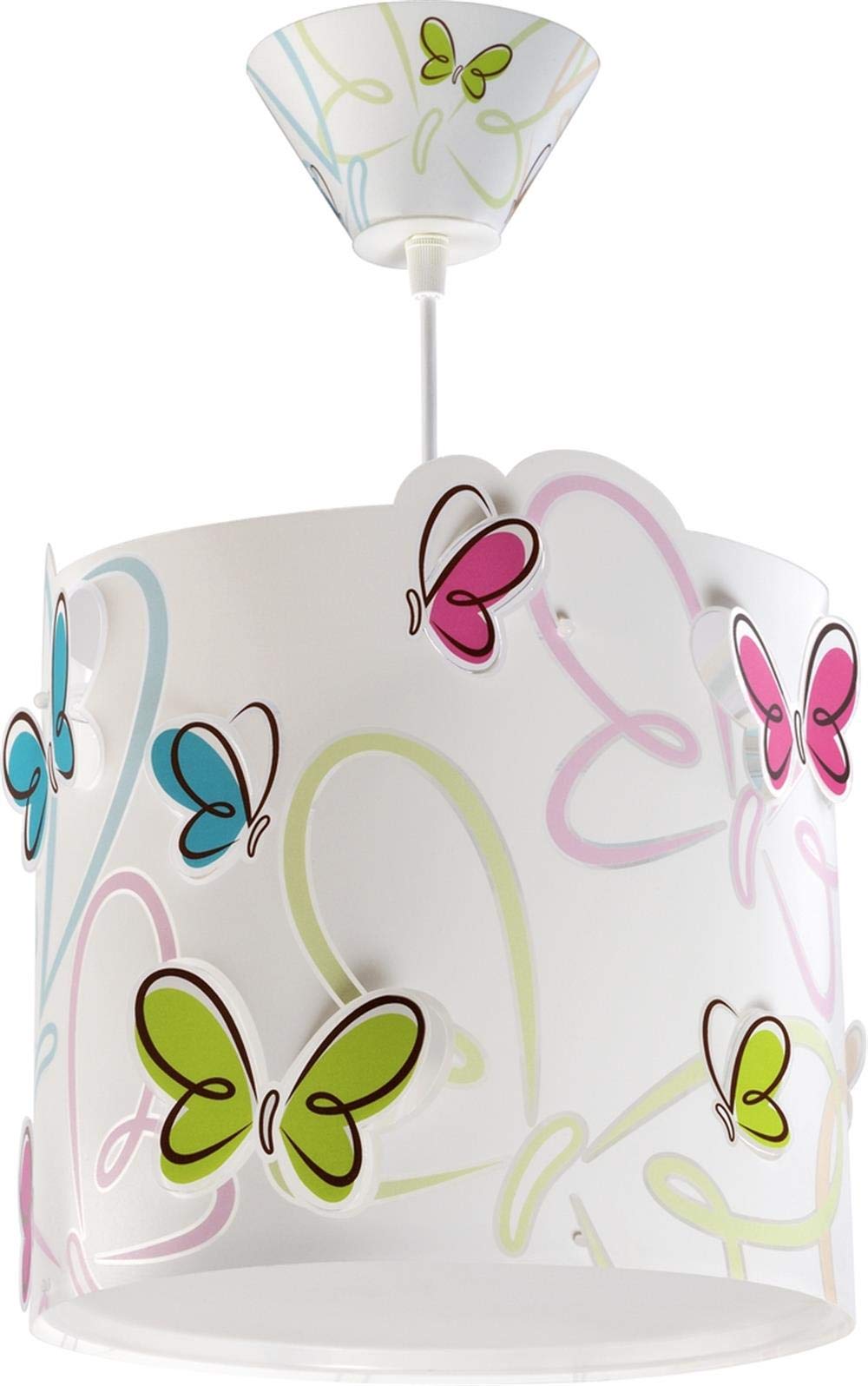 Dalber 62142 Butterfly Hanging Lamp, White/Pink/Blue/Green