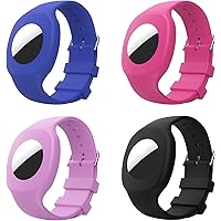 MoKo 4PACK Wristband Compatible with AirTag 2021, Soft Silicone Bracelet for Kids, Protective Case fit AirTag 2021 with…