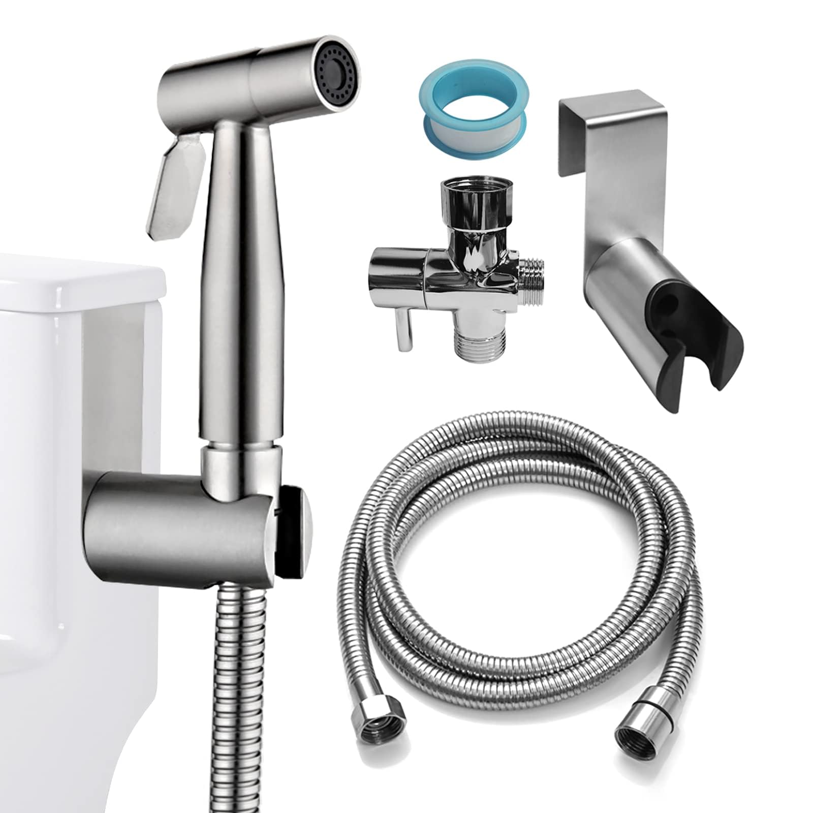 sports flyfree Handheld Bidet Sprayer Kit, Bidet Attachment for Toilet with Adjustable Water Pressure Control and Hose Bidet for Feminine Wash, Toilet Cleaning, Pet Bath