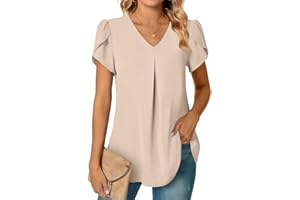 Anyally Women's Plus Size Summer Tunic Tops Dressy Casual Chiffon Blouses Short Sleeve T-Shirts for Leggings