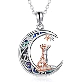 CUPENDA Sterling Silver Cute Animal Pendant Necklace Fox/Snake/Unicorn/Owl on Moon/Rabbit/Horse Necklace Jewelry for Women Mom Sister