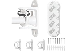 ZNCZHZN No Drill Curtain Rod Brackets, 4Pcs No Drilling Self Adhesive Curtain Rod Holder【Upgrade 3M Adhesive】Rotatable Curtain Rod Hook for Use Around Corners (4Pcs White)
