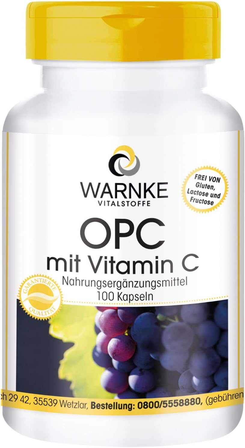 OPC with Vitamin C, from Grape Skin Extract, Vegan, 100 Capsules | Warnke Vitalstoffe - German Pharmacy Quality
