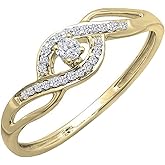 Dazzlingrock Collection 0.15 Ctw 18k Solid Gold Round Cut Diamond Womens Engagement Bridal Promise Ring