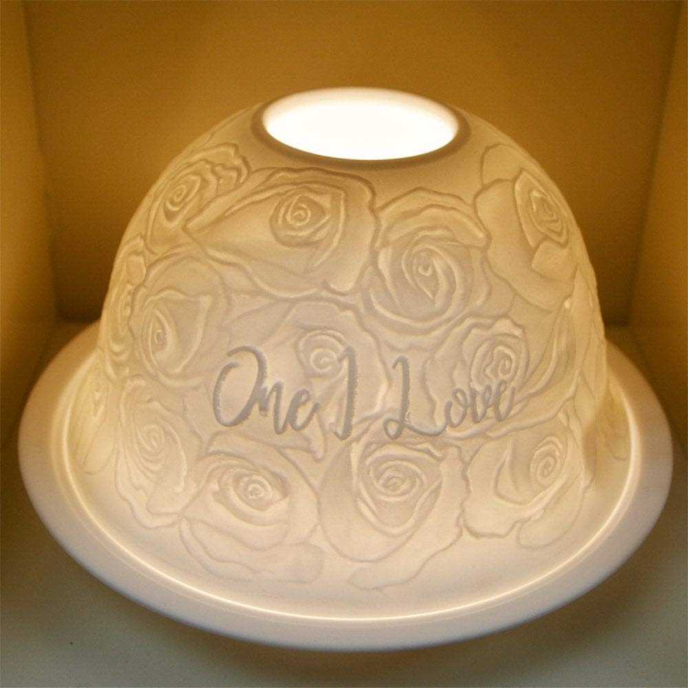 Nordic Light Tealight Candle Holder Love, Set of Shade & Plate, Living, Dining Room Table, Home Decor Accessories-Porcelain-One Size, White Patterned