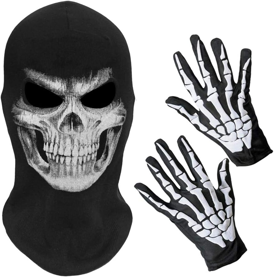 MELOP Full Face Skeleton Skull Ghost Death Halloween Balaclava Face Mask for Cosplay Costume Cycling Outdoor Sport