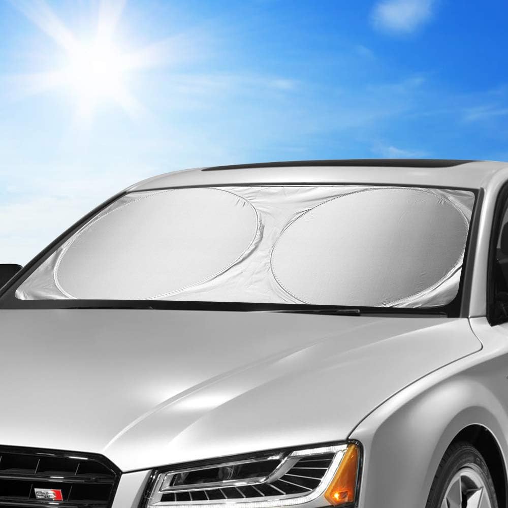 KKTICK Windshield Sun Shade Foldable, Car UV Sunshade for Front Window, Premium Quality Auto Protection and Visor Reflector Shield, Upgraded UV Sun Protector for Kids, Keep Your Car Cool (Large Size)