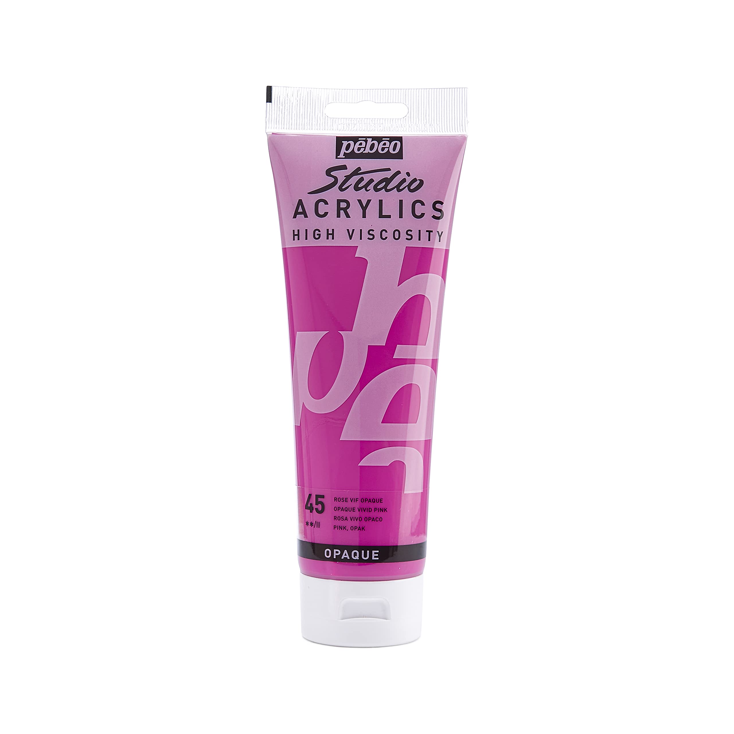 Pébéo 169045 - Studio Acrylics Fine Acrylic - Acrylic Paint - Pink Acrylic - Opaque Vivid Pink, 250 ml — image 1