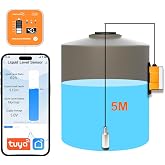 Moray Smart WiFi Water Level Sensor Water Level Transmitter LCD Screen Time Display Level Monitor Sensor Automatic Alarm Indicator for Smart Life Mobile APP Smart Home Remote IP67 Waterproof (202R5m)