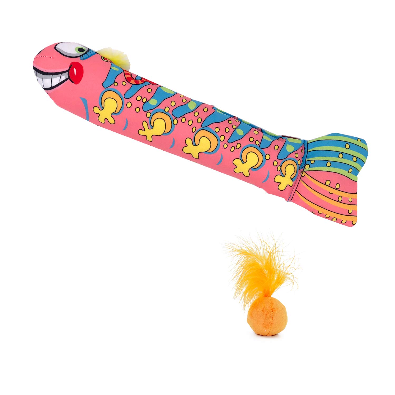 ThxMadam Catnip Cat Toy, Interactive Cat Toy Fish Pet Sound Ball Cat Pillow Cat Scratch Chew Crinkle Toys with Catnip and Feather for Indoor Kitten Kitty Pets