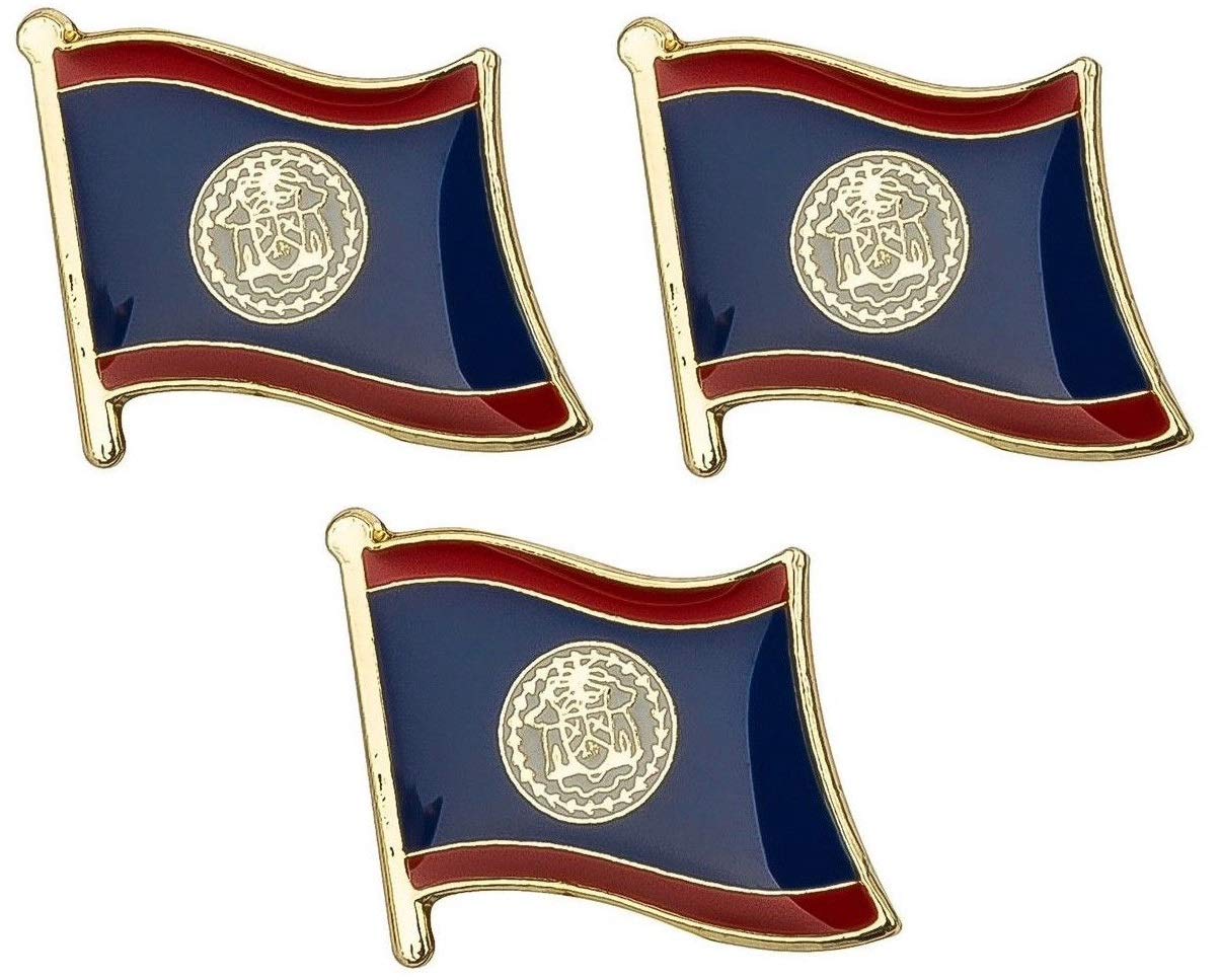 Pack of 3 x Flag of BELIZE metal pin badges each badge approx 19mm x 15mm