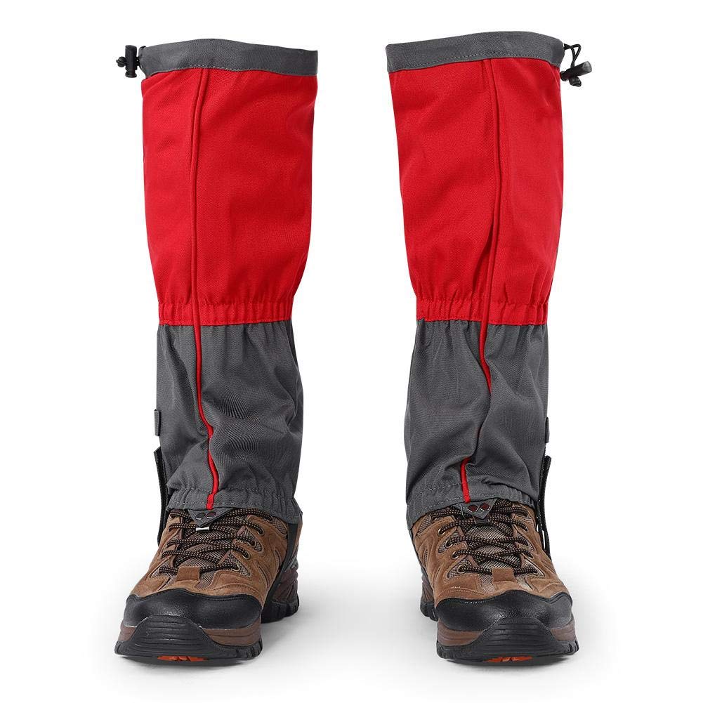 Dilwe 1 Pair Outdoor Leg Gaiters Waterproof Windproof Snow Boot Gaiters for Hiking, Walking, Hiking, Camping, Climbing, Hunting, Fishing(Red)