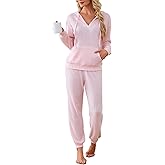 Famulily 2 Pieces Ribbed Knit Outfits Drawstring Hoodies Jogger Pants Matching Pajama Sets with Pockets