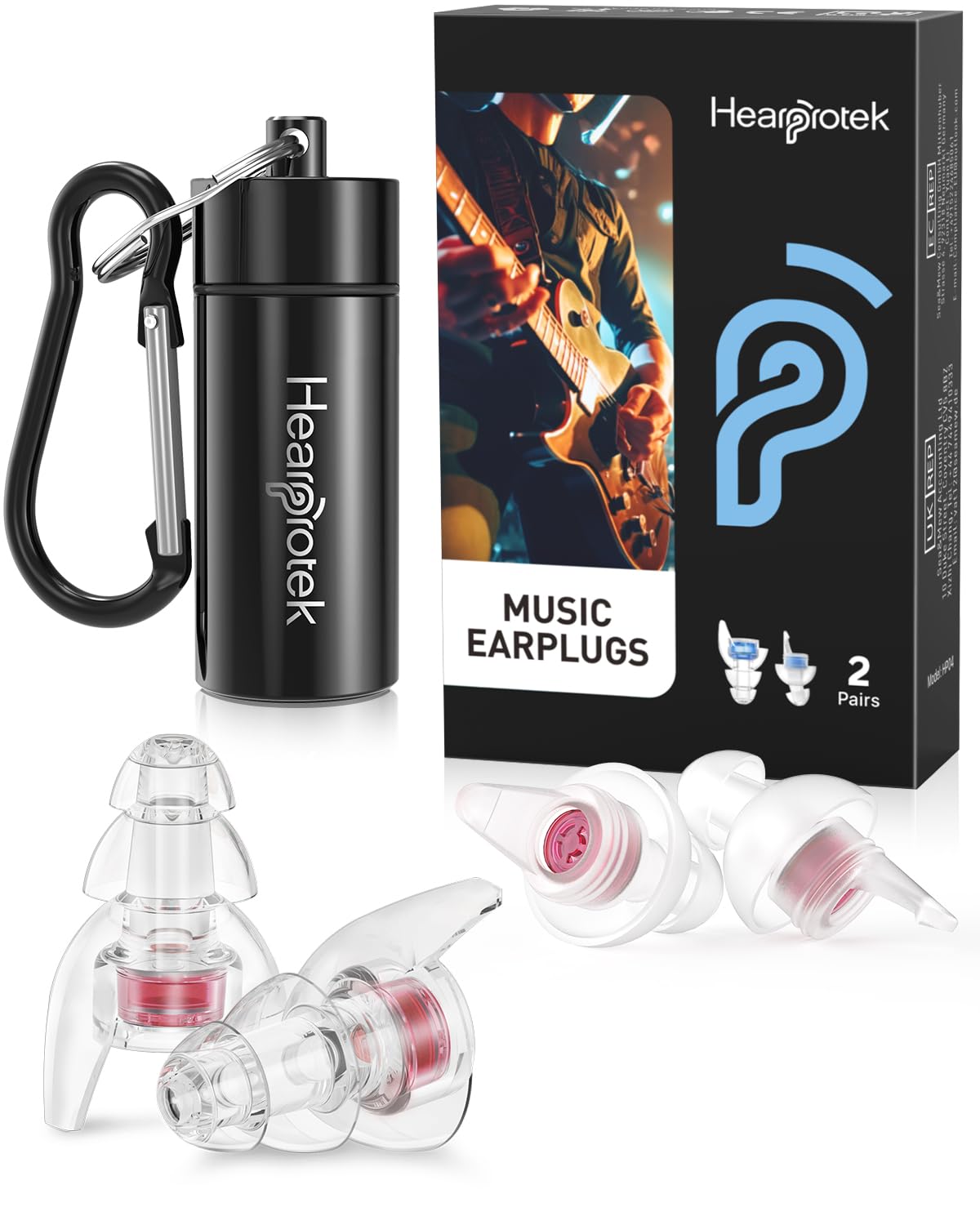 Hearprotek High Fidelity Concert Ear Plugs, 20dB Noise Reduction Music Ear Plugs for Concerts & Festivals, Reusable Hearing Protection for Musicians, DJs, Live Music, Nightclubs & Loud Events Pink — image 1
