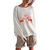 Sujama Women’s Cute High Low Graphic Sweatshirts Y2k Oversized Drop Shoulder Pullover Tops Vintage Long Sleeve Fall Shirts