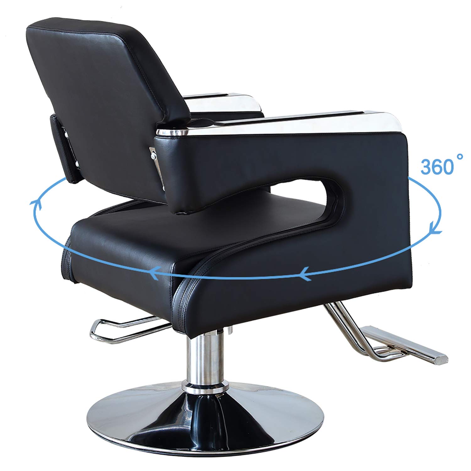 Hydraulic Hair Styling Heavy-Duty Salon Beauty Barber Chair and Adjustable Professional Equipment with Foot Rest and Rotated Square Thick Cushion(FOHGFNT), Black: Beauty
