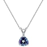 Turandoss S925 Sterling Silver Birthstone Necklaces for Women, Dainty 925 Sterling Silver 12 Months Triangle Birthstone Pendant Necklace Silver Jewelry Birthday Gifts for Teen Girls