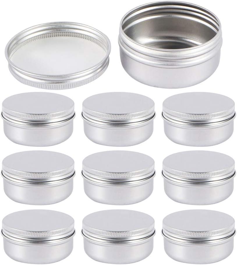 10PCS 100ml Aluminum Tin Jars Empty Cosmetics Container Pots Round Cosmetic Sample Metal Tins Storage Jar with Screw Lids for Lip Balm,Cosmetic,Candy,Jewelry,Tea,DIY Crafts