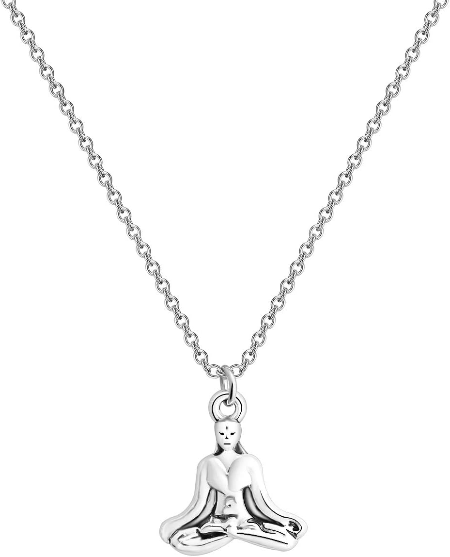 CHOORO Yoga Lotus Pose Necklace Meditation Necklace Yoga Asana Jewelry Gifts for Yogi/Yoga Teacher
