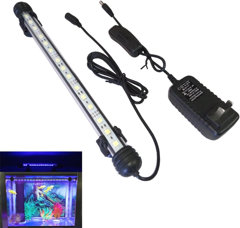 LeDengLux LED Aquarium Lights,Submersible Fish Tank Light,Suitable for Freshwater and Saltwater,Blue Fish Lights,Switch Control,Glass,11 inch,Pack of 1