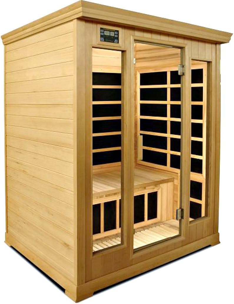 Crystal Sauna 3 Person Hemlock Wood - 10 FAR Infrared Pure Carbon Heaters - Model # LH-300