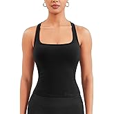 VOYJOY Racerback Workout Tank Tops for Women Square Neck Seamless Camisole Sleeveless Gym Athletic Yoga Shirts