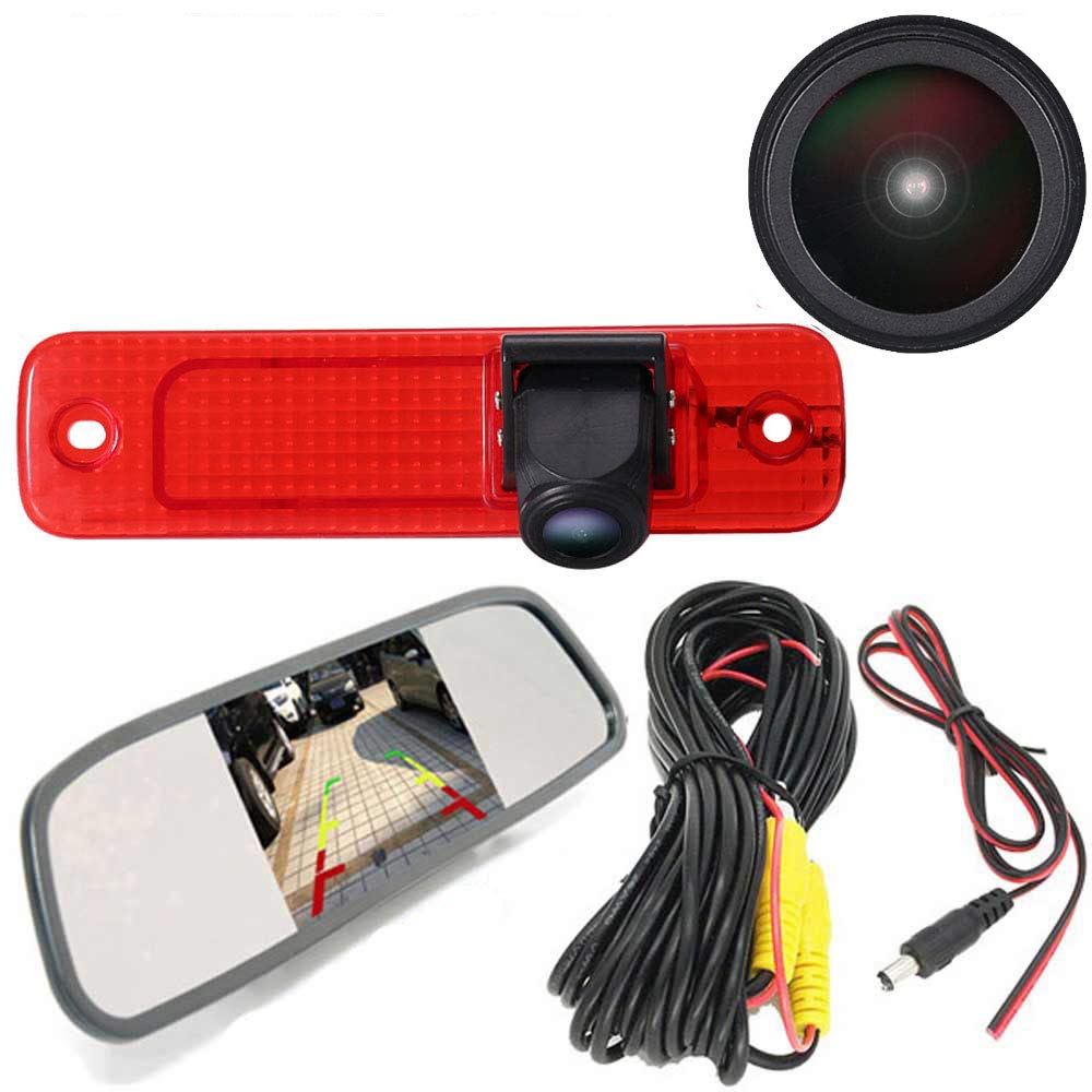 【Reverse Camera + 4.3 Inch HD Rearview Mirror】Parking Mirror for All Cars + Car Third Roof Top Mount Brake Lamp Backup Camera for Ford Transit MK7 Tourneo/Furgon MK4 2006-2014