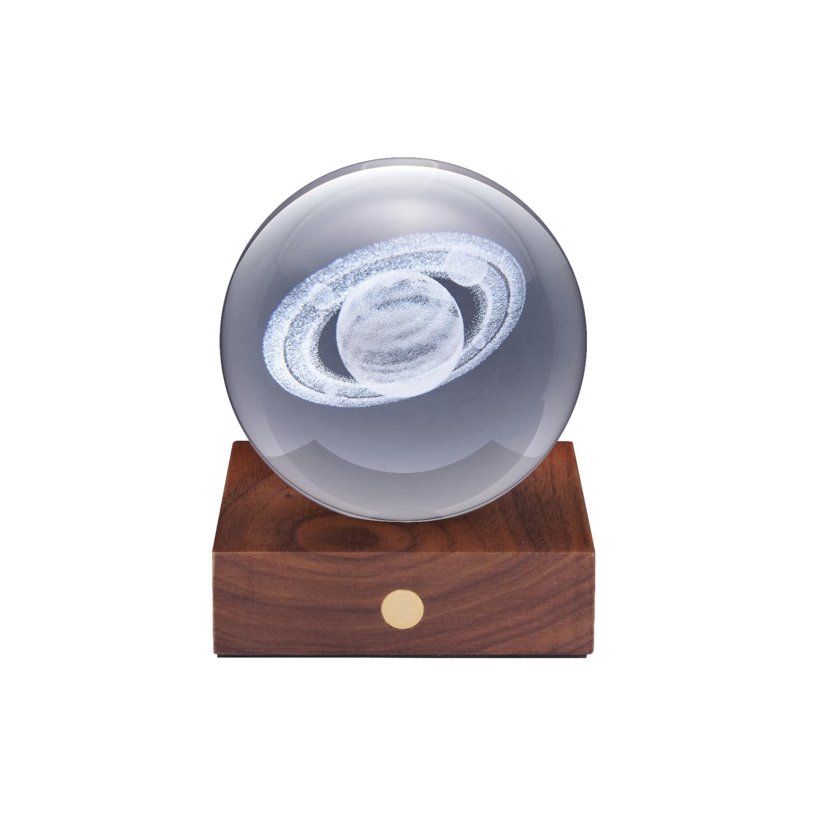 Gingko Design Amber Crystal Light – Saturn | Elegant Ambient LED Lamp with Crystal Glass Dome | USB Rechargeable | Gift-Ready Home Décor Accent
