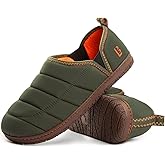 LongBay Men's Outdoor Slippers Two Tone Warm Memory Foam Slip On Indoor House Shoes bedroom Loafers