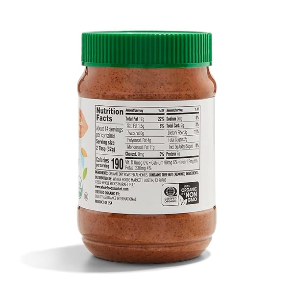 365 BY WHOLE FOODS MARKET, ORGANIC CREAMY ALMOND BUTTER, 16 OUNCE