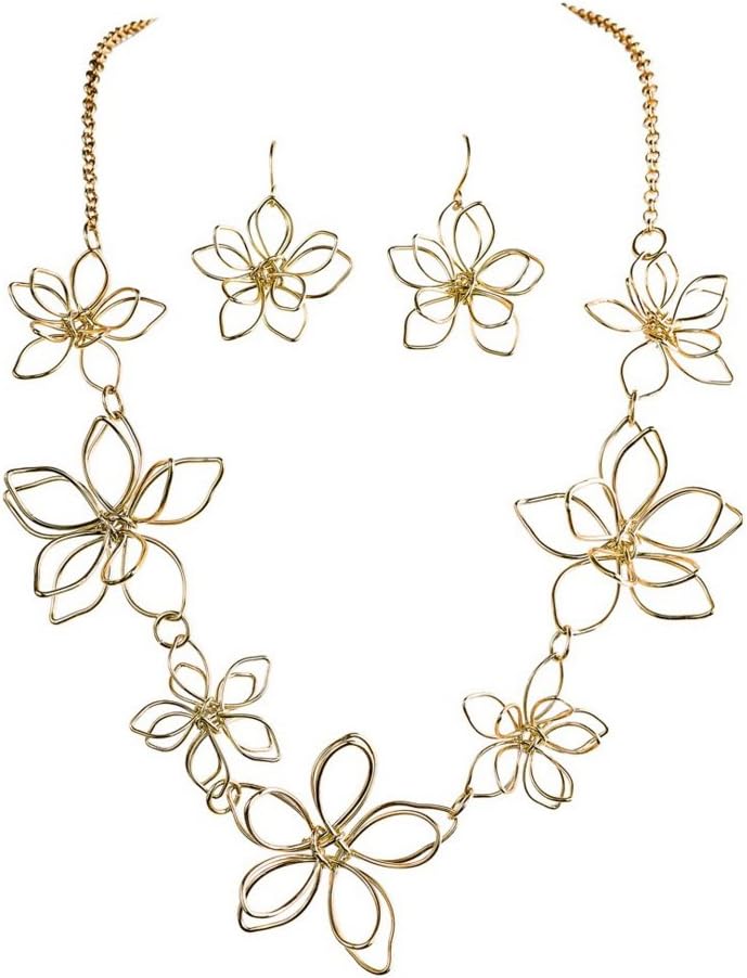 Rain Jewelry Collection Goldtone Flowers Necklace & Earrings Set