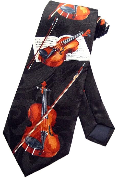 Steven Harris Trombone Musical Instrument Necktie - Black With Gold Pattern