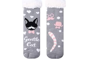 Royal Hong Beauty Fuzzy Slipper Socks for Kids Girls Women with Grippers Non Slip，Kids Warm Fuzzy Christmas Slipper Socks