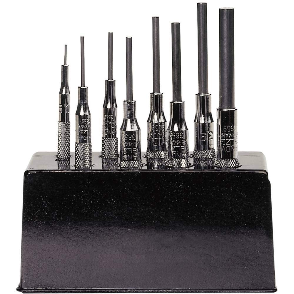 Bahco 3659/8 Pin Punches Set in Plastic Stand, Silver/Black, Set of 8 Piece
