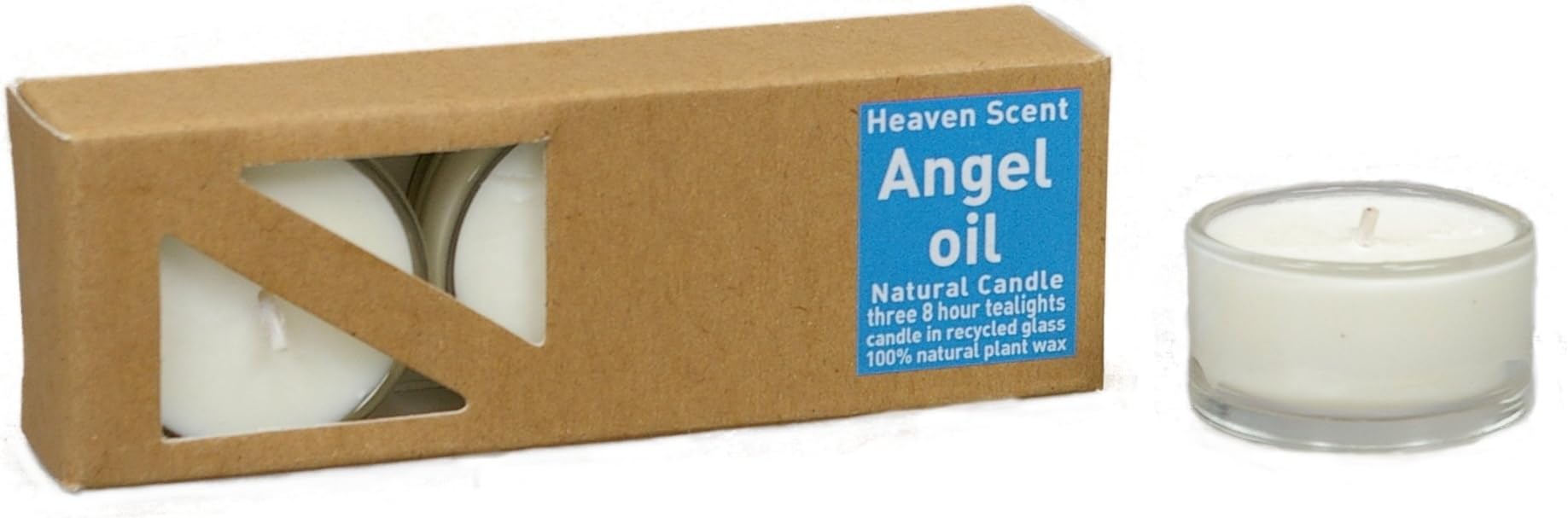 3 x Beduftete Natural Angel Oil Plant Wax Tealights in recycled glass covers Pleasant with High-Quality Perfume Oils