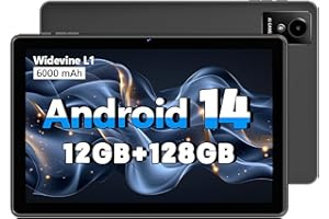 Tablet 10 Inch,Android 14 Tablets,12GB+128GB,1TB Expand,Widevine L1 Compatible Octa-Core Tablet with WiFi 6,6000mAh,A523 CPU,