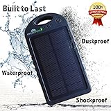 Solar Phone Charger with 12000 mah Power Bank, BONUS 2-in-1 Charge Cable & Case, Dual USB Solar Battery Charger, Waterproof Solar Charger for Emergency, Camping, Outdoor & Travel