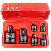 StrugDeas 6 Piece Impact Socket Adapter and Reducer Set | 1/4", 3/8", 1/2", 3/4" Cr-V Steel Impact Ratchet/Socket Extension/Conversion Kit for Automotive Maintenance and Construction
