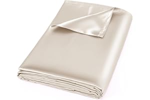 NSGZ Satin Flat Sheet Only, Full Satin Top Sheet, Beige Silky Smooth Bedding for Comfortable Sleep, Wrinkle Resistant Surface with Easy Care Maintenance