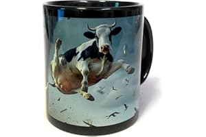 Funny Flying Cow Caught in a Tornado Ceramic Mug (11 Ounce)