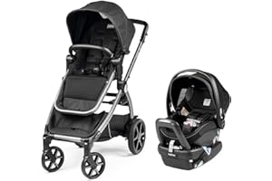 Peg Perego Ypsi Travel System - Includes Ypsi Lightweight Reversible Stroller and Primo Viaggio 4-35 Nido Infant Car Seat - Made in Italy - Onyx (Black)